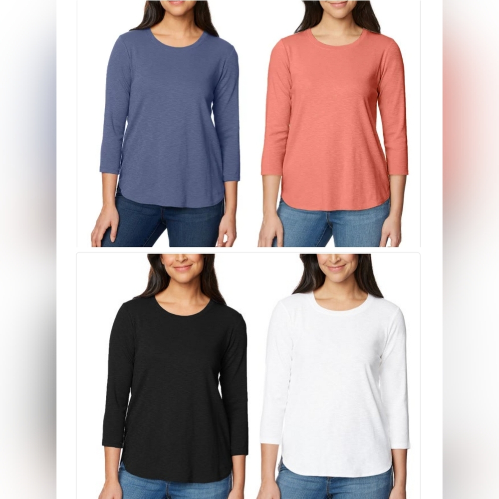 New! Kirkland Signature Ladies Women Girls Slub Tee 2-pack Select Color Size NWT